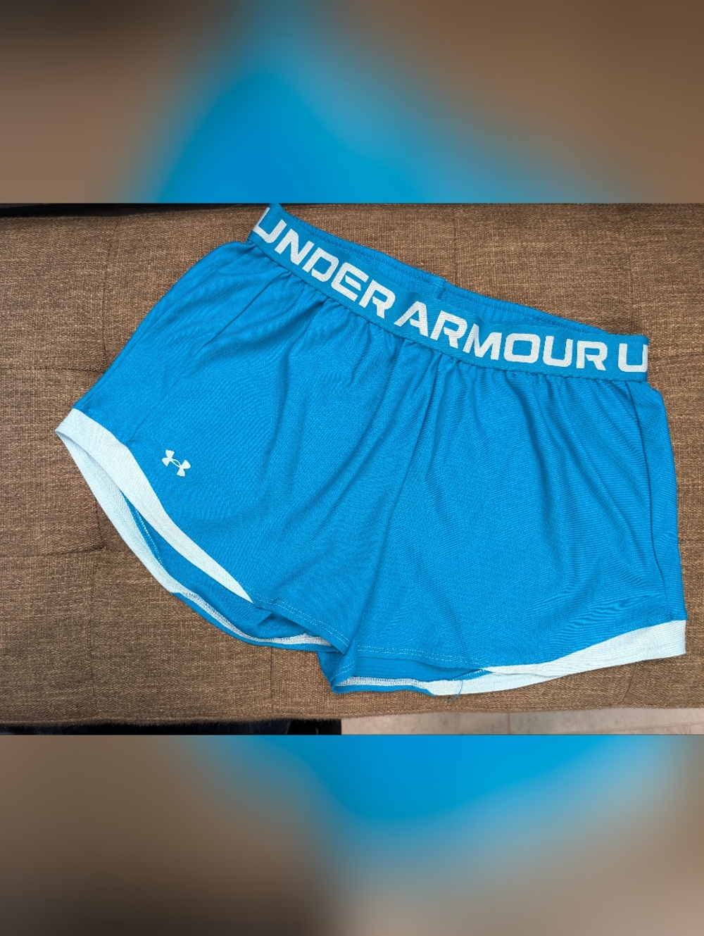 Under Armour Women's Turquoise Blue Athletic Shorts with White Trim